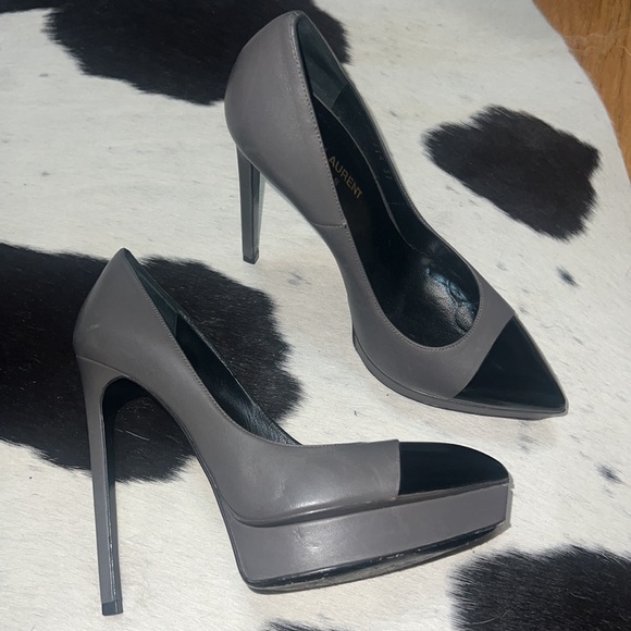 SAINT LAURENT Janis Cap Toe Leather Platform Pumps, size 37 - Picture 2 of 10